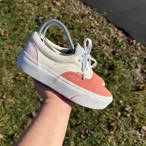 Women’s Vans Era Platform Twill Pastel Pink Block Shoes Sneakers 721356 Size 7